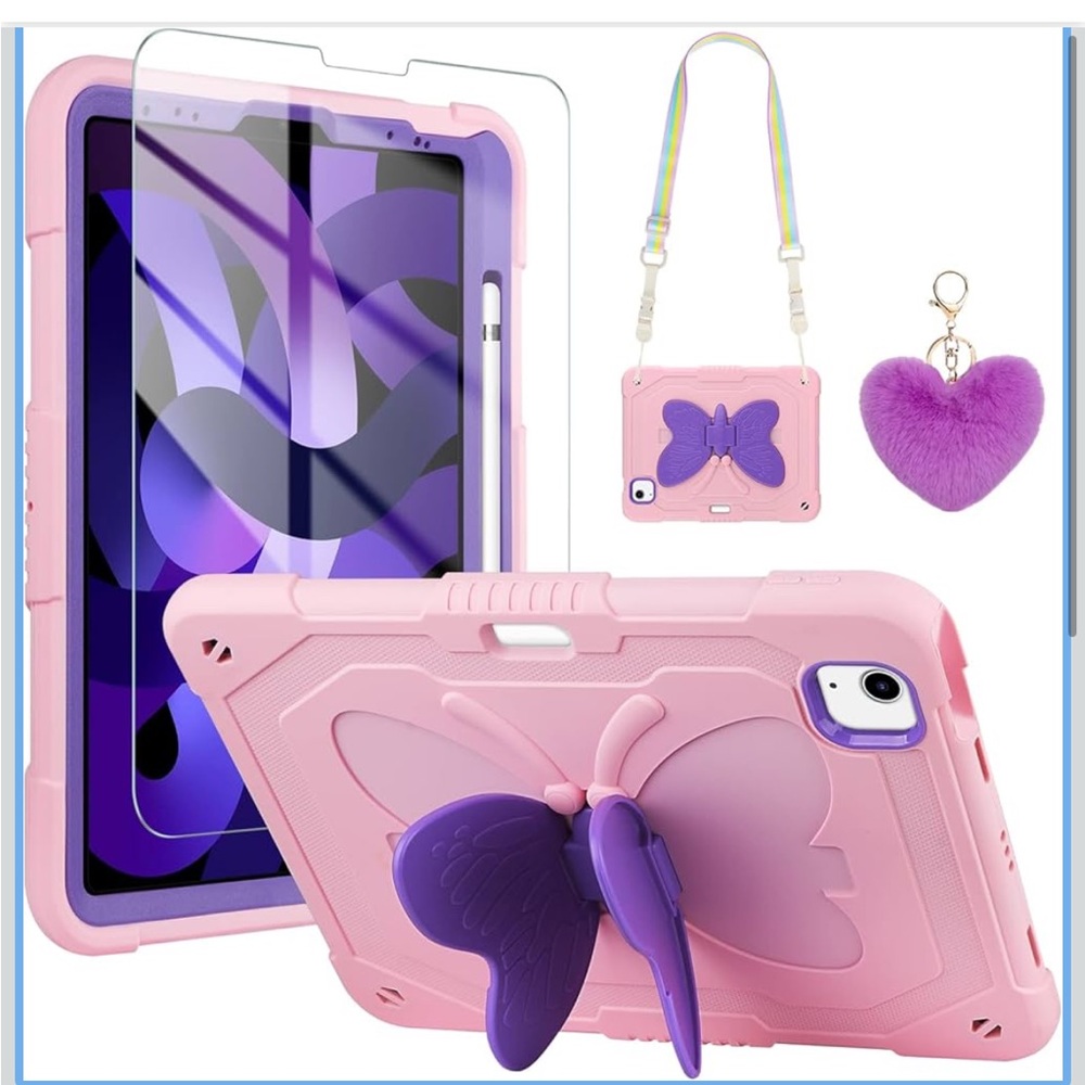 IPAD Tablet Cover Stand with Pink and Purple Butterfly Design for Kids NWT